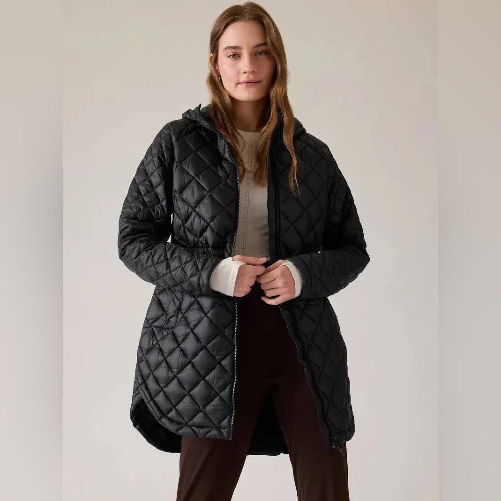 Athleta Quilted Black Puffer Coat